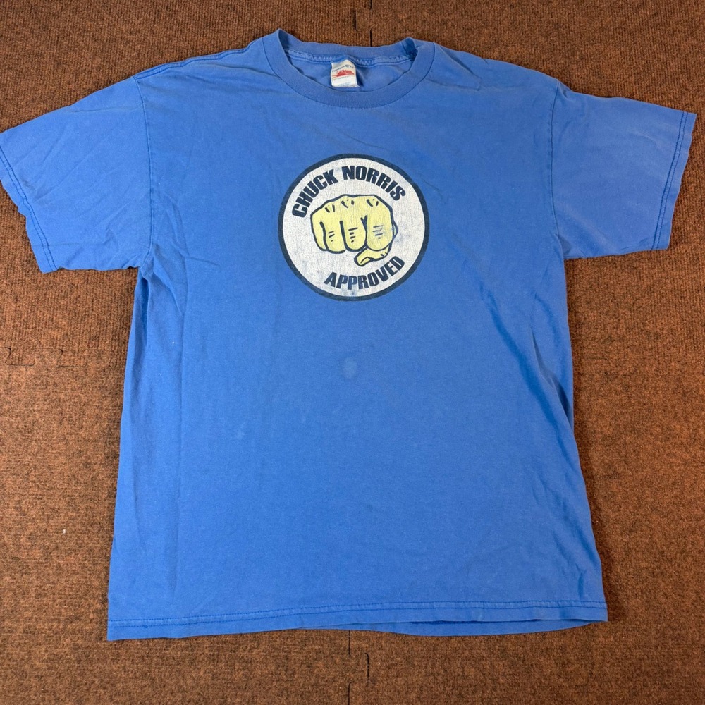 Tennessee River Chuck Norris Approved Graphic T-Shirt Mens Large Blue Meme Tee